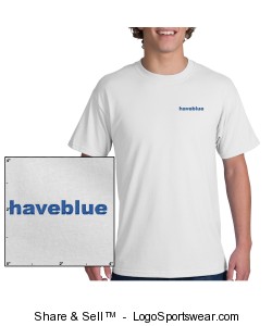 white t-shirt with blue logo Design Zoom